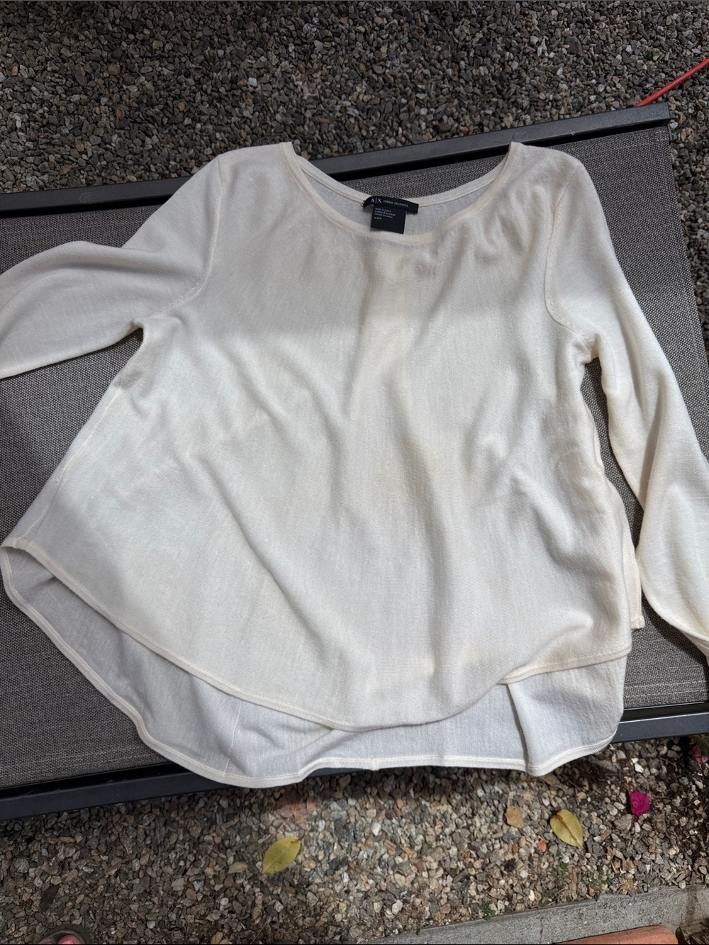 A|X Armani Exchange Cream Knit Crewneck Sweater